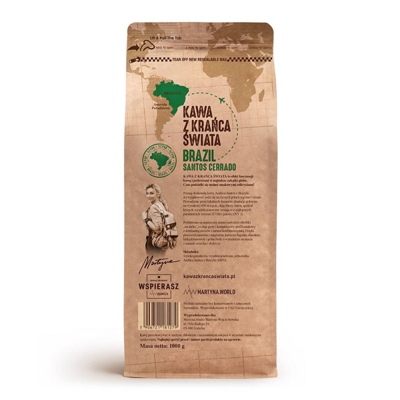 Kawa ziarnista z krańca świata Brazil Santos Cerrado 1kg